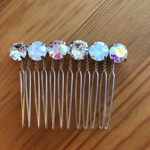 White Opal, Aurora Borealis + Classic Clear Crystal Hair Comb
